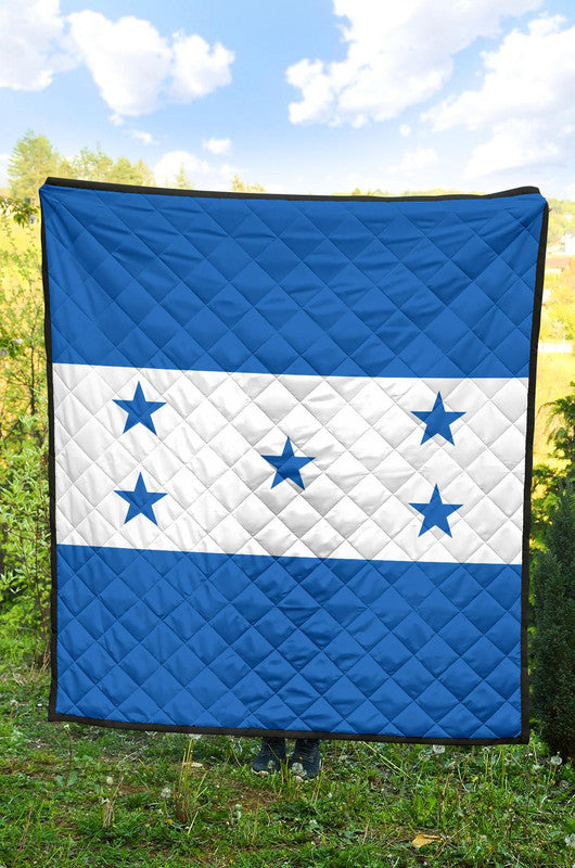 Blue and white star quilt with diamond quilting, Honduras flag style