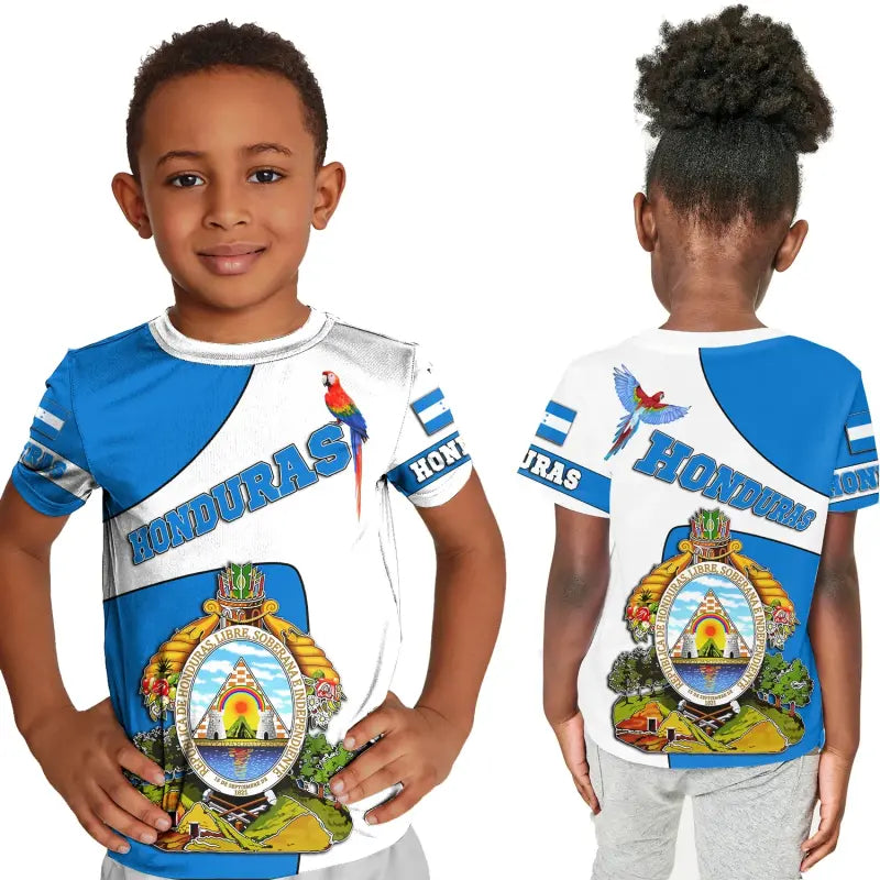 Honduras T Shirt Kid - Flag and Coat of Arms RLT8 - Wonder Print Shop