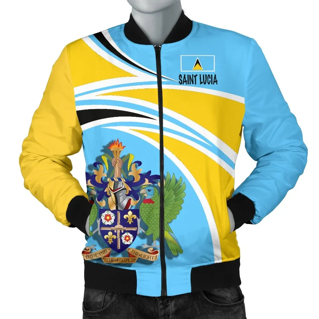 Saint Lucia Men's Bomber Jacket N Flag RLT6 - Wonder Print Shop