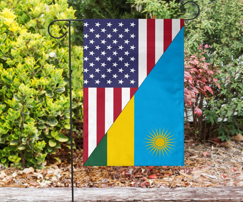 US Flag with Rwanda Flag RLT12 - Wonder Print Shop