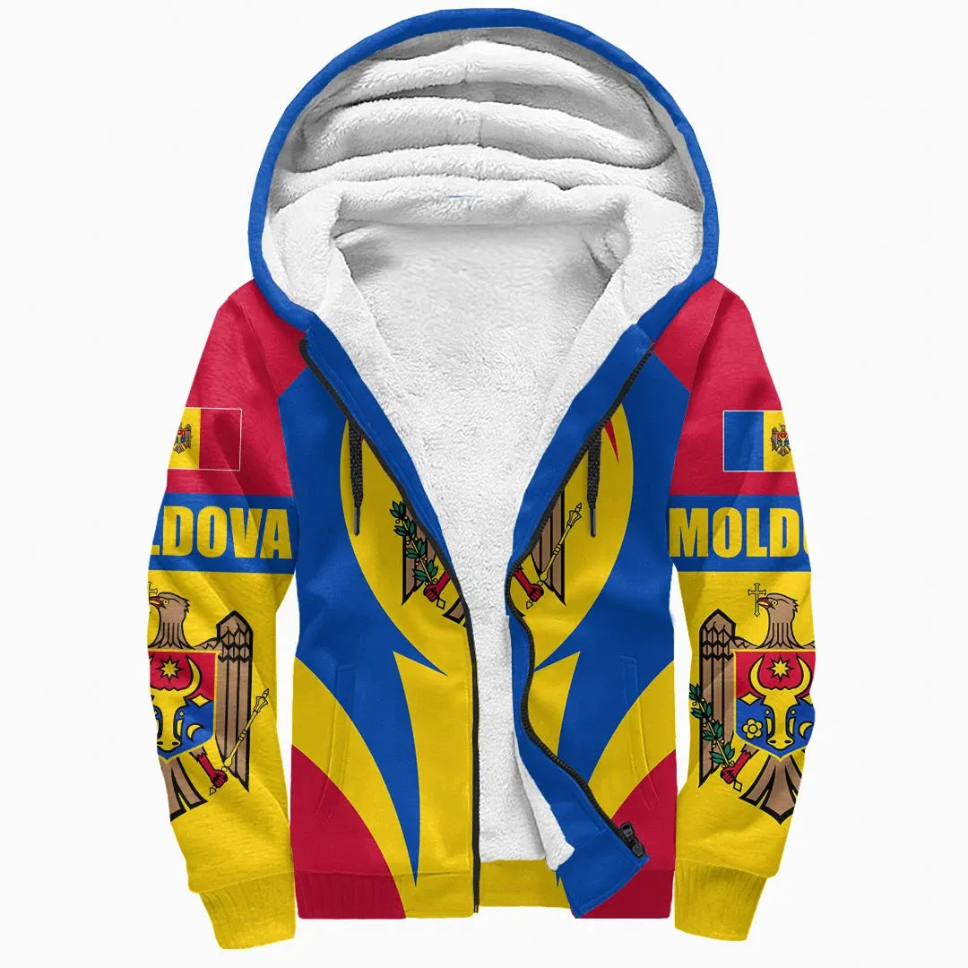 Moldova Sherpa Hoodie Action Flag A15 RLT13 - Wonder Print Shop