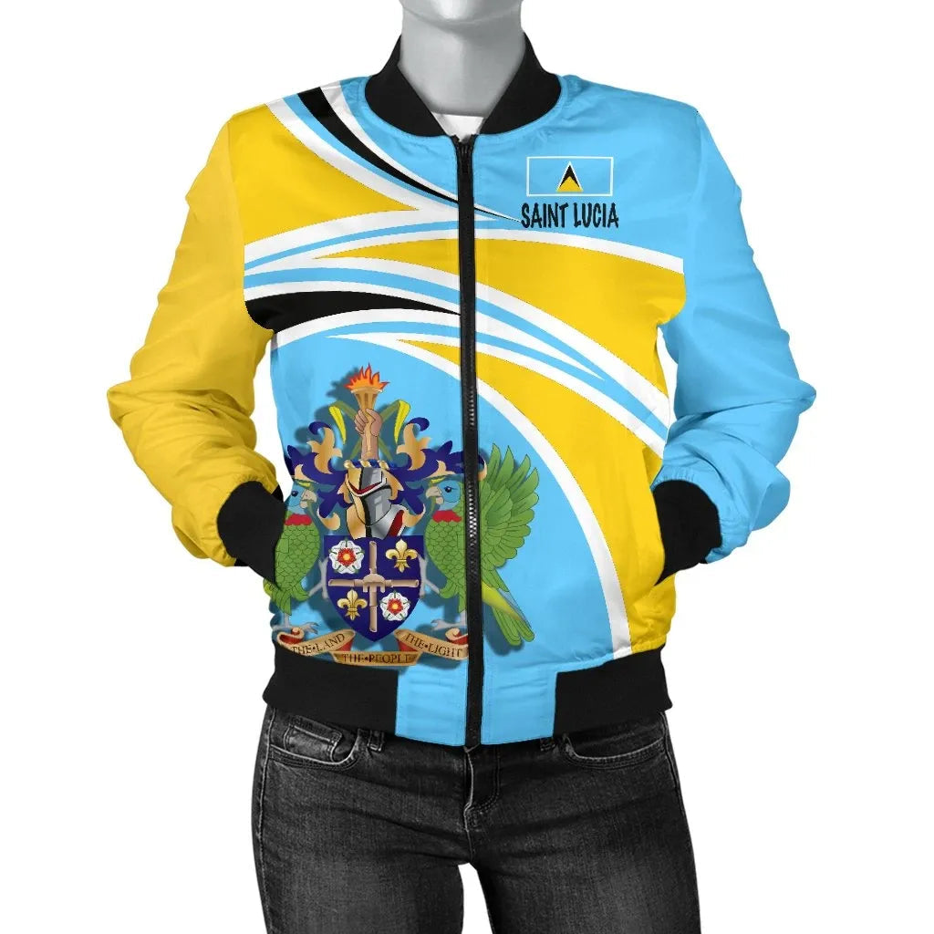 Saint Lucia Women's Bomber Jacket N Flag RLT6 - Wonder Print Shop