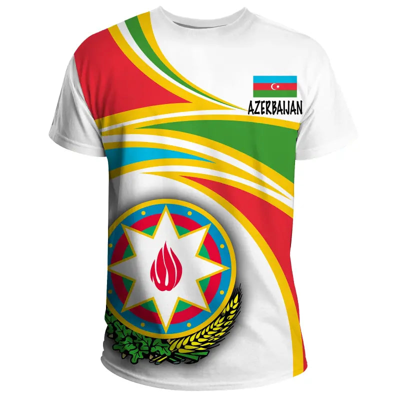 Azerbaijan (White) N Flag T Shirt RLT8 - Wonder Print Shop