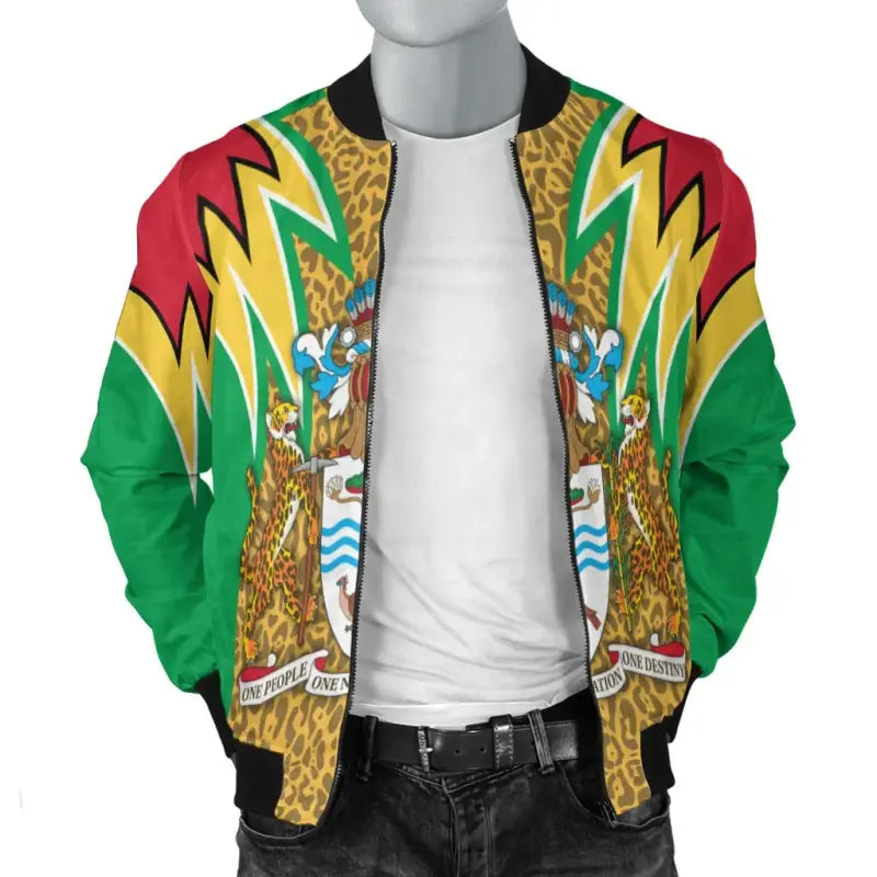 Guyana Bomber Jacket Jaguars Coat of Arms RLT8 - Wonder Print Shop