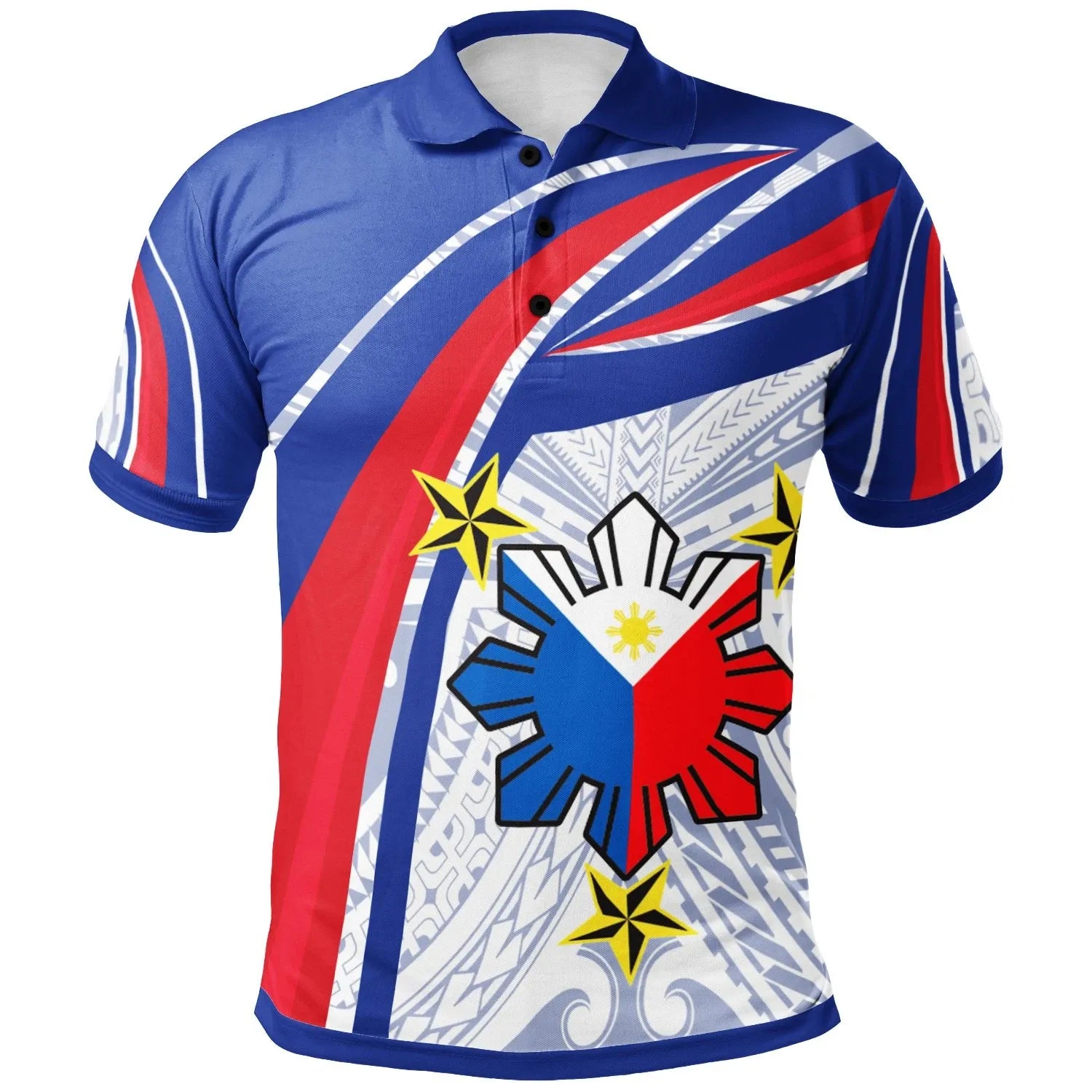 Philippines Polo Shirt Polynesian Pattern With Flag RLT6 - Wonder Print Shop