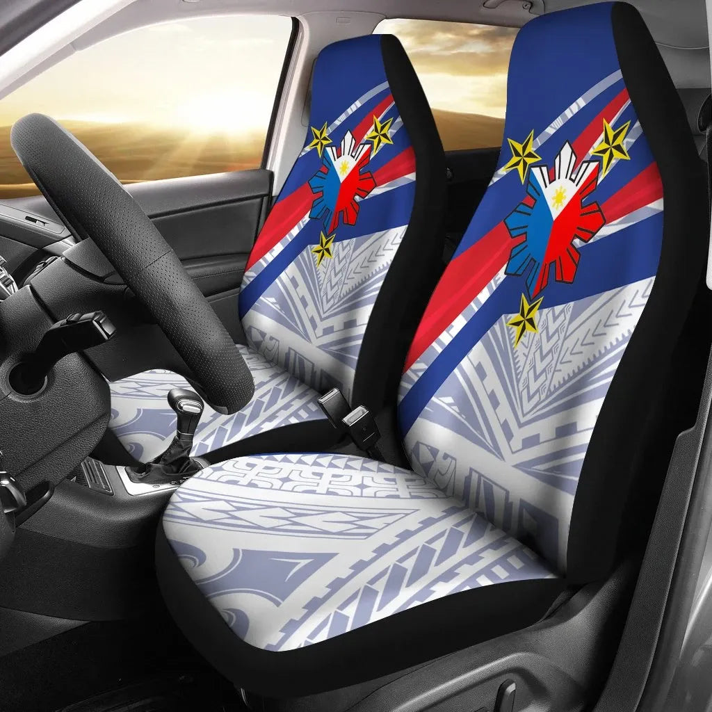 Philippines carseatcover Polynesian Pattern With Flag RLT6 - Wonder Print Shop