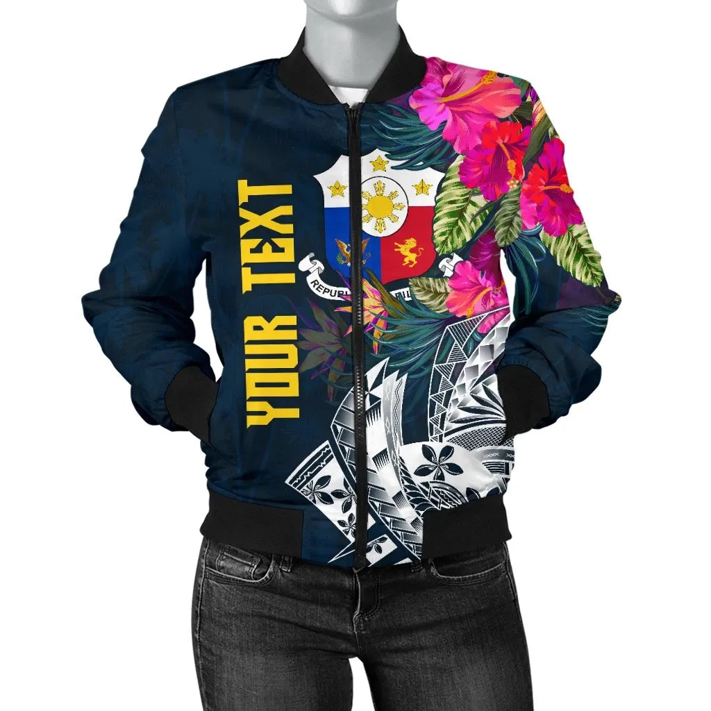 The Philippines Personalised Women's Bomber Jacket Summer Vibes RLT6 - Wonder Print Shop