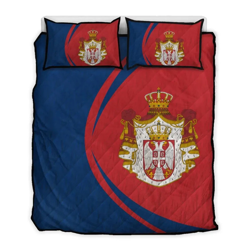 Serbia Flag Coat Of Arms Quilt Bed Set Circle RLT7 - Wonder Print Shop