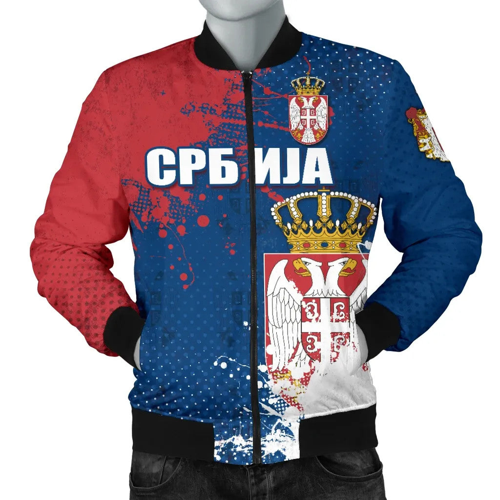 Serbia Men's Bomber Jacket The Great Serbia Serbian Language RLT7 - Wonder Print Shop