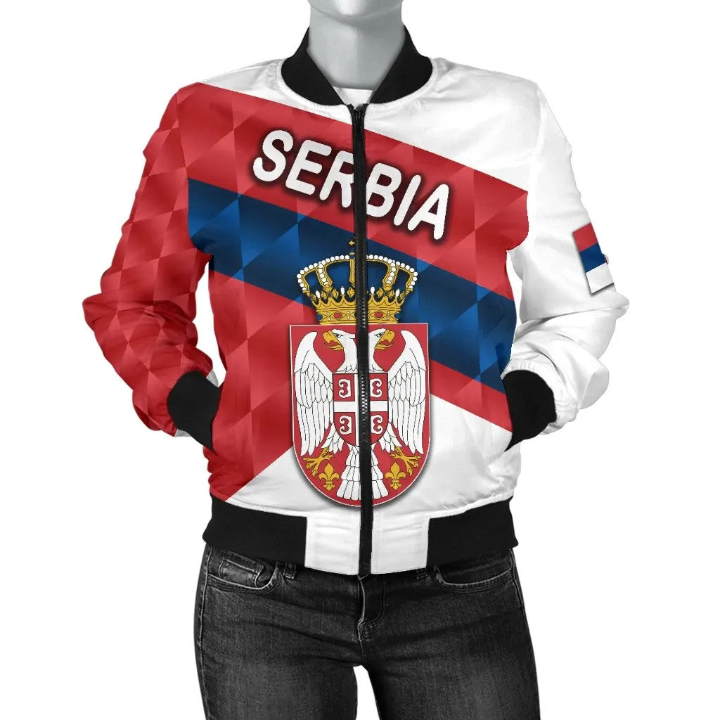 Serbia Women Bomber Jacket Sporty Style RLT7 - Wonder Print Shop