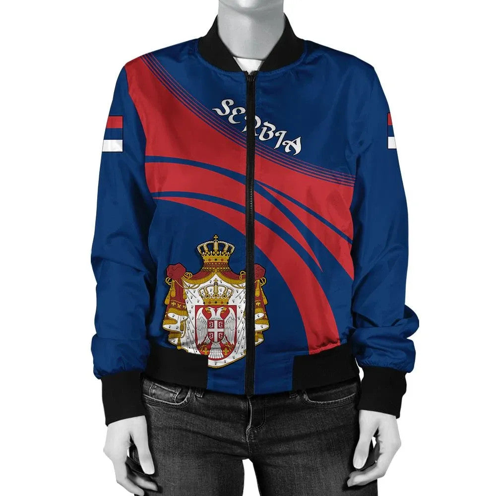 Serbia Coat Of Arms Women Bomber Jacket Cricket RLT7 - Wonder Print Shop