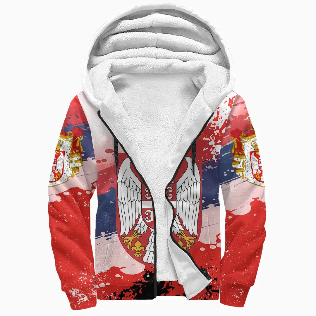 Serbia Sherpa Hoodie Serbia National Flag and Emblem RLT7 - Wonder Print Shop