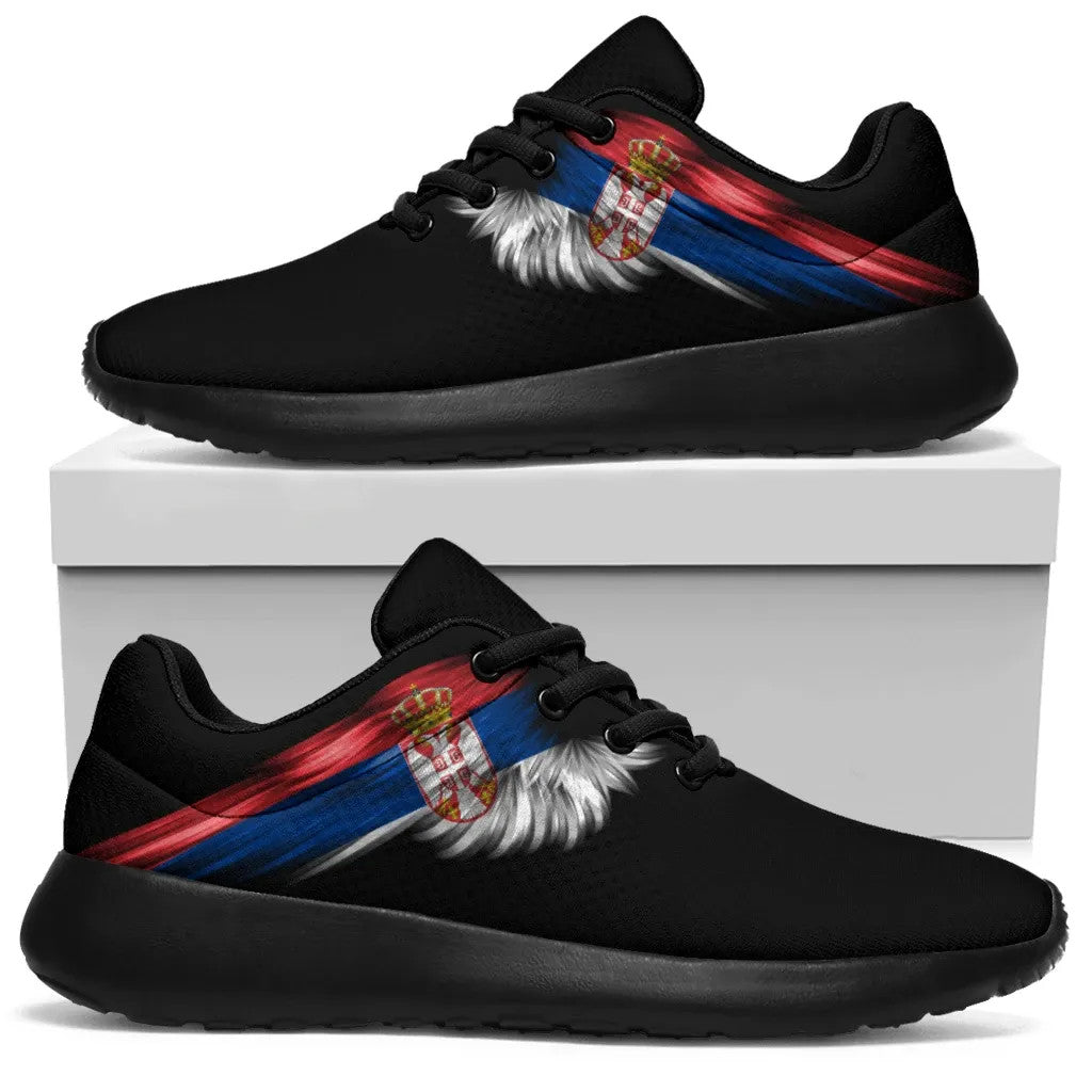 Serbia Sneakers Wings Flag Women's/Men's Black Version RLT7 - Wonder Print Shop