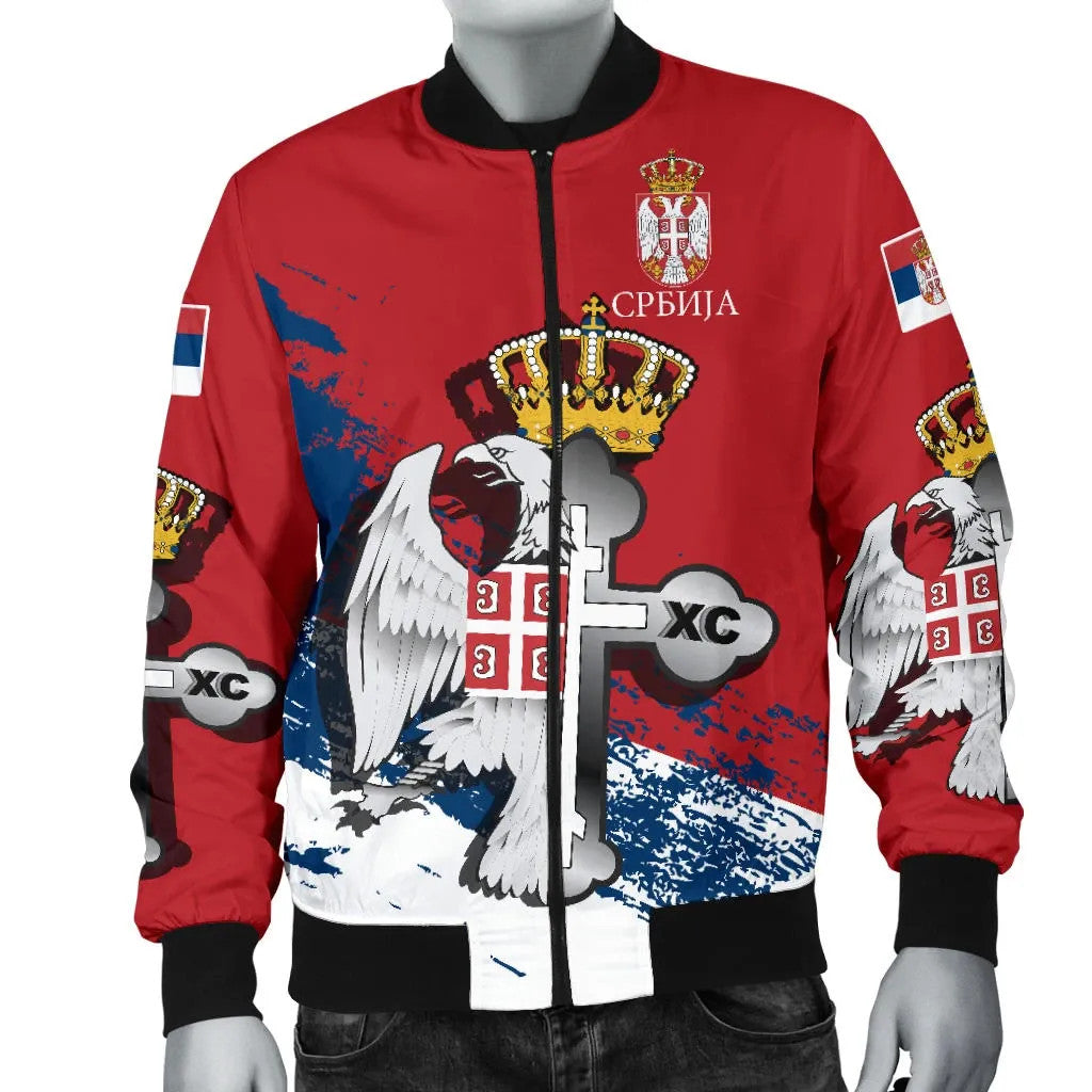 Serbia Men's Bomber Jacket Serbian Eagle / Orthodox Cross RLT7 - Wonder Print Shop