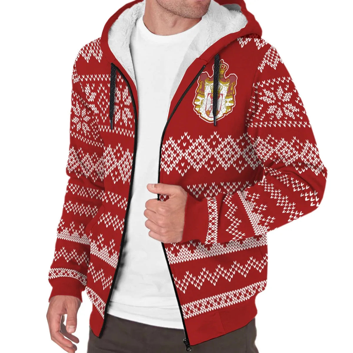 Serbia Christmas Sherpa Hoodie Women's/Men's RLT7 - Wonder Print Shop