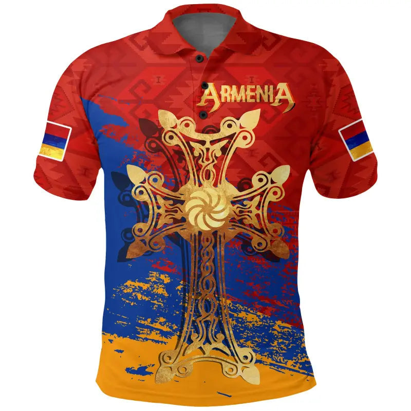 Armenia Khachkar, Armenian Cross Polo Shirt Special RLT8 - Wonder Print Shop