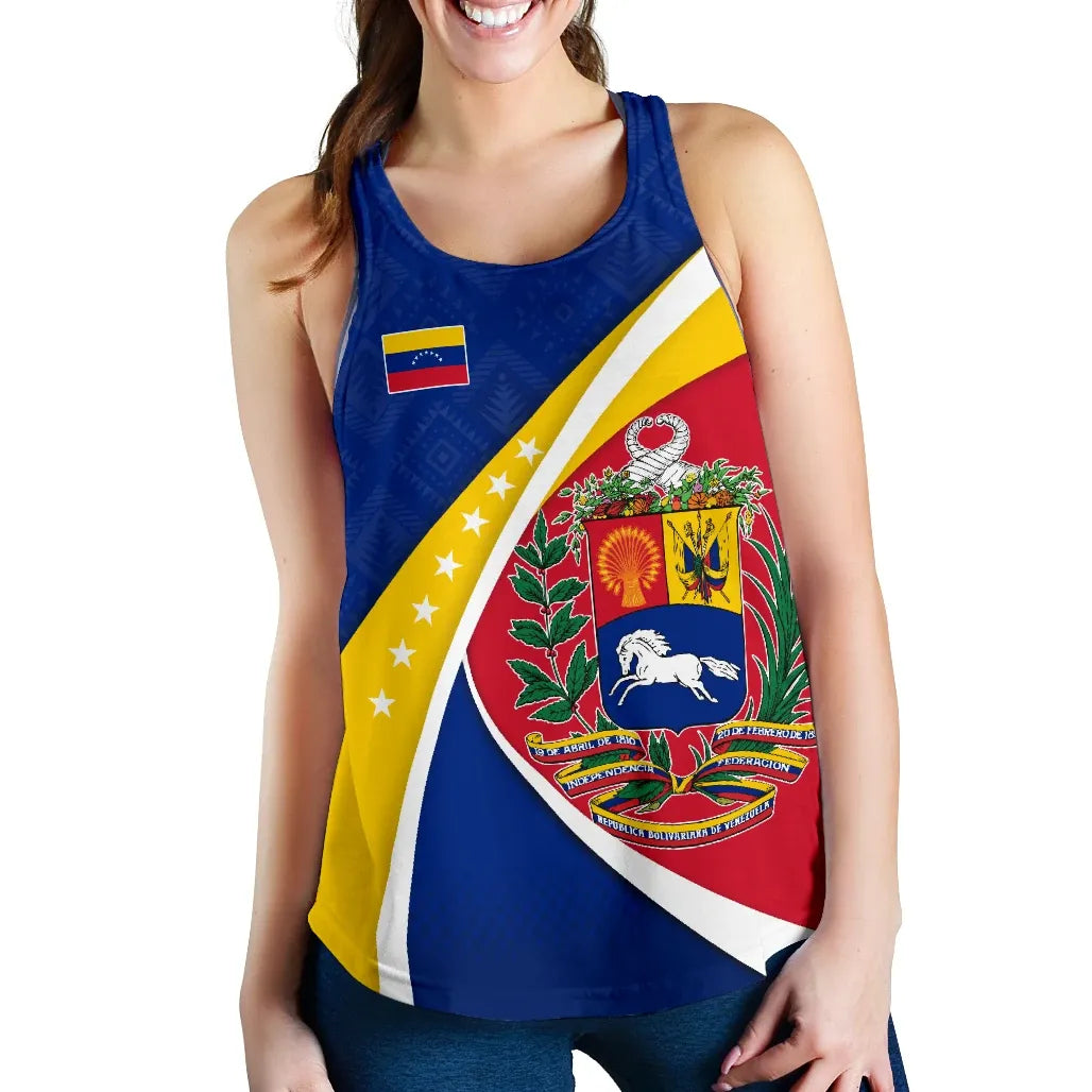 Venezuela Racerback Tank, Venezuela Coat Of Arms Pattern Women RLT7 - Wonder Print Shop