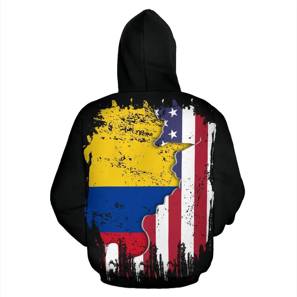 Schwarzer Pullover-Hoodie, Rückenprint mit Flagge und Sprühfarben-Optik