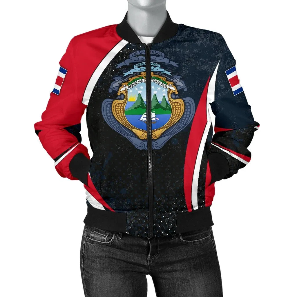 Costa Rica Personalised Women Bomber Jacket- Costa Rica Spirit RLT13 - Wonder Print Shop