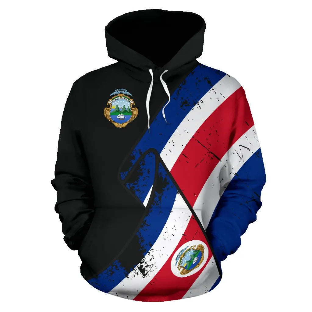 Costa Rica Special Grunge Flag Pullover Hoodie RLT13 - Wonder Print Shop