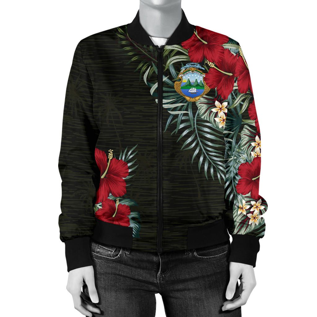 Costa Rica Hibiscus Women's Bomber Jacket RLT13 - Wonder Print Shop