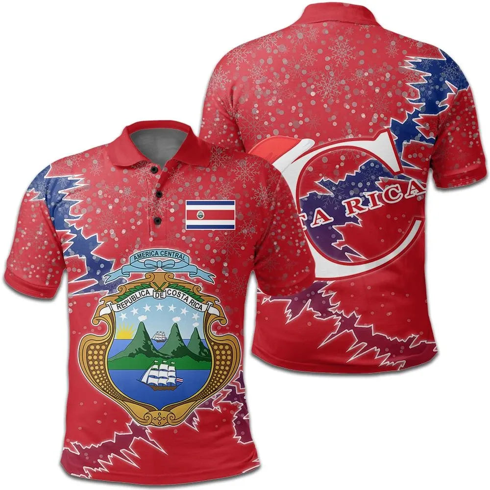 Costa Rica Polo Shirt Christmas Coat Of Arms X Style RLT13 - Wonder Print Shop