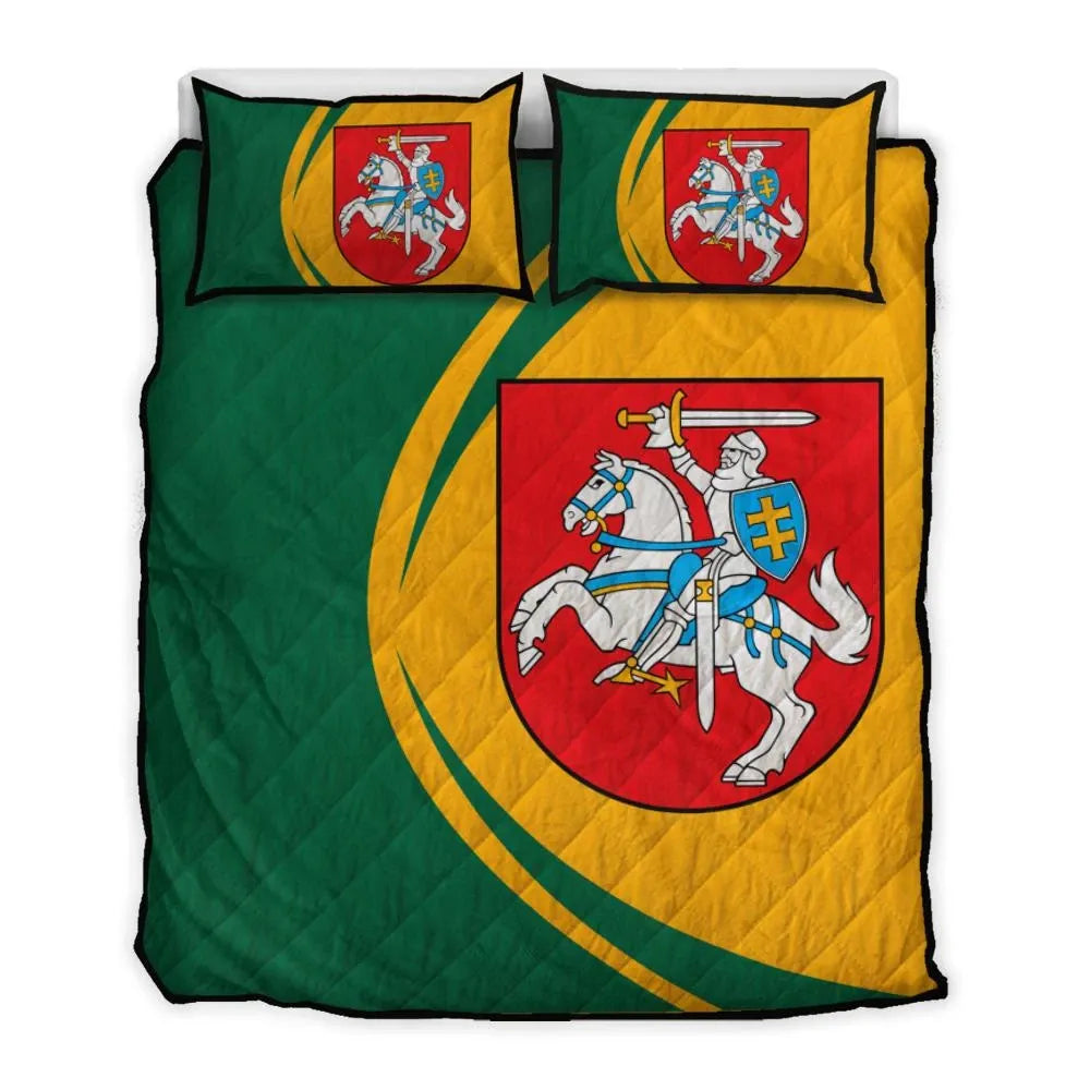 Lithuania Flag Coat Of Arms Quilt Bed Set Circle1 RLT6 - Wonder Print Shop