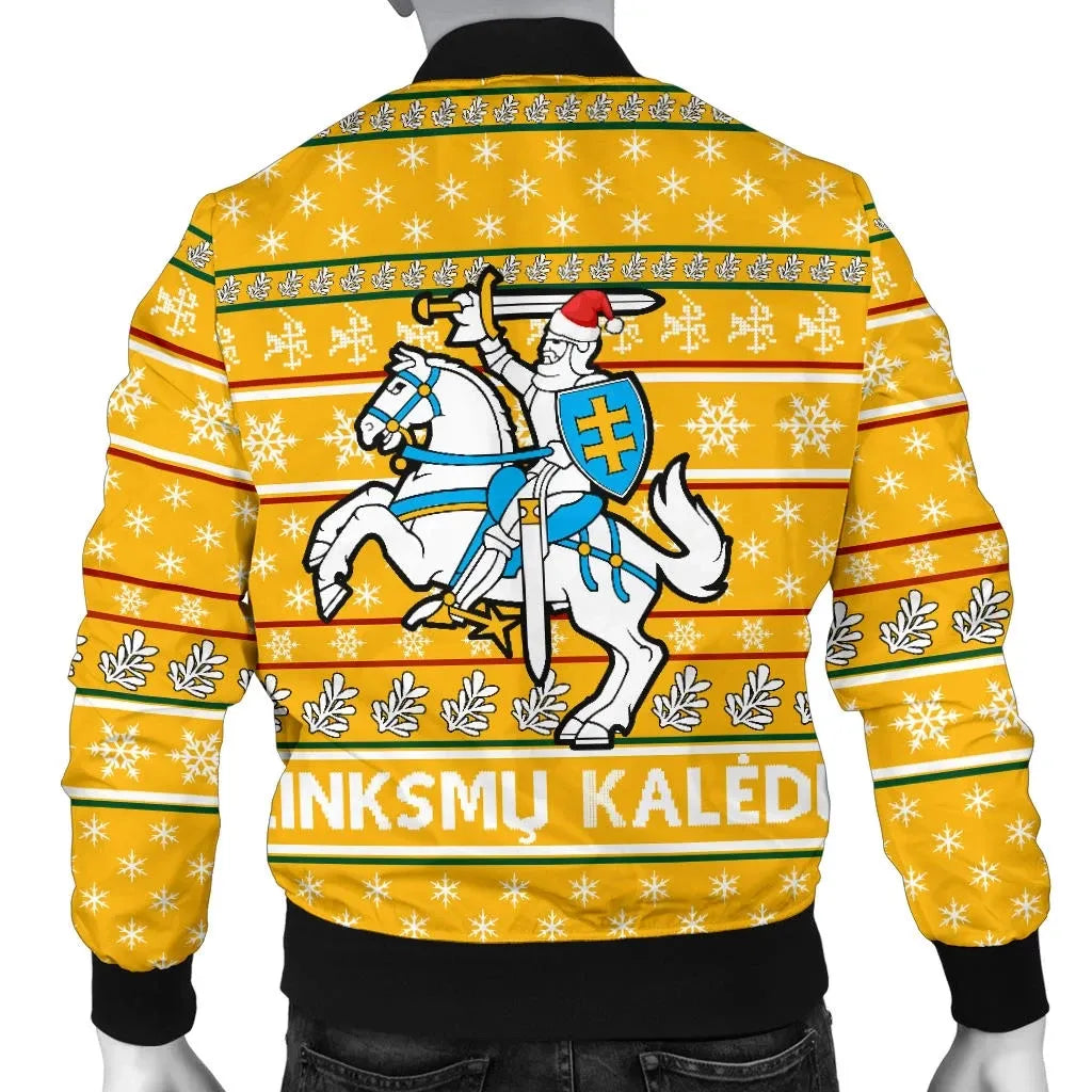 Lithuania Christmas Bomber Jacket For Men - Yellow RLT6 - Wonder Print Shop