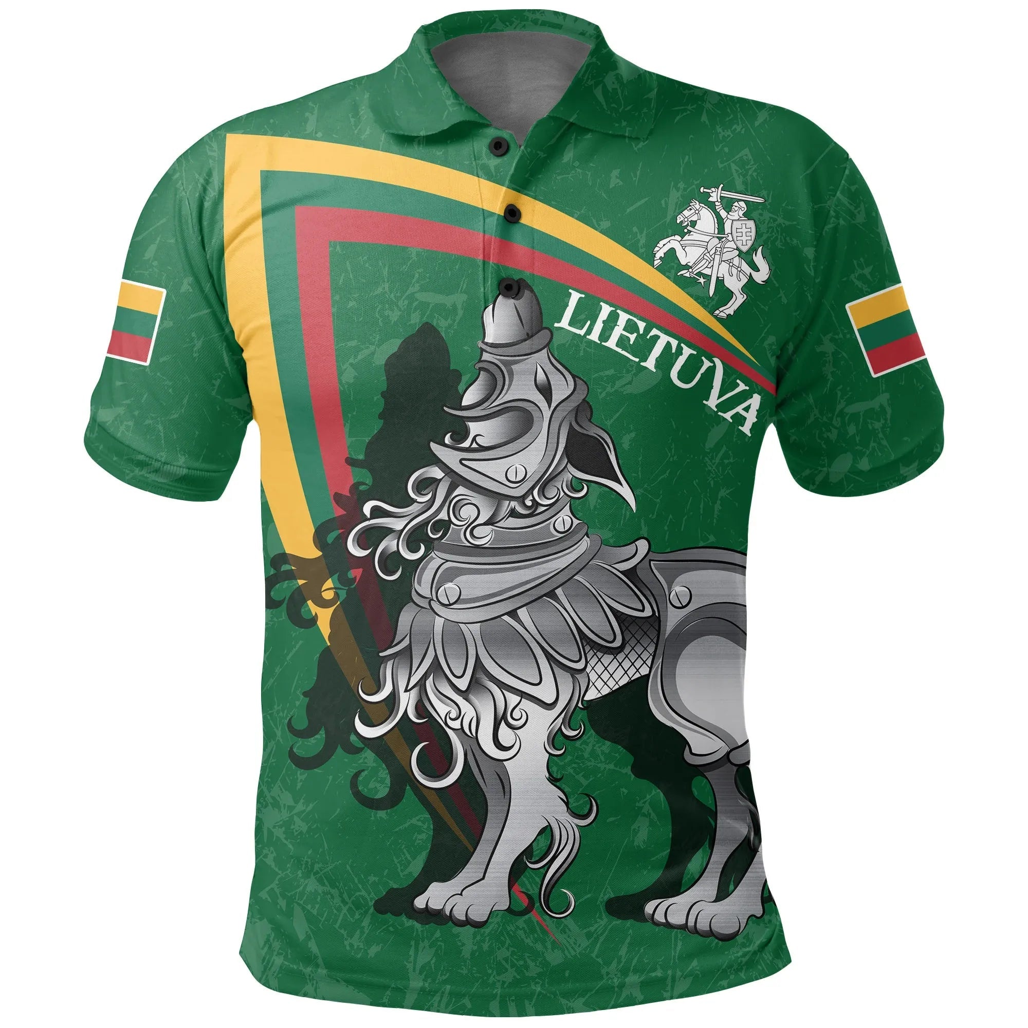 (Lietuva) Lithuania Polo Shirt Lithuanian Iron Wolf Green RLT6 - Wonder Print Shop