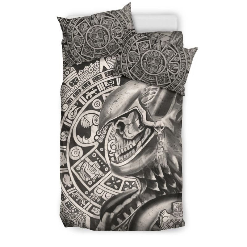 mexico-aztec-skull-warrior-bedding-set