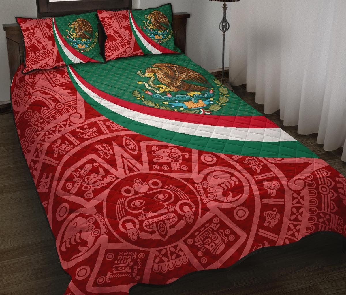 mexico-quilt-bed-set-mexico-coat-of-arms-with-aztec-patterns