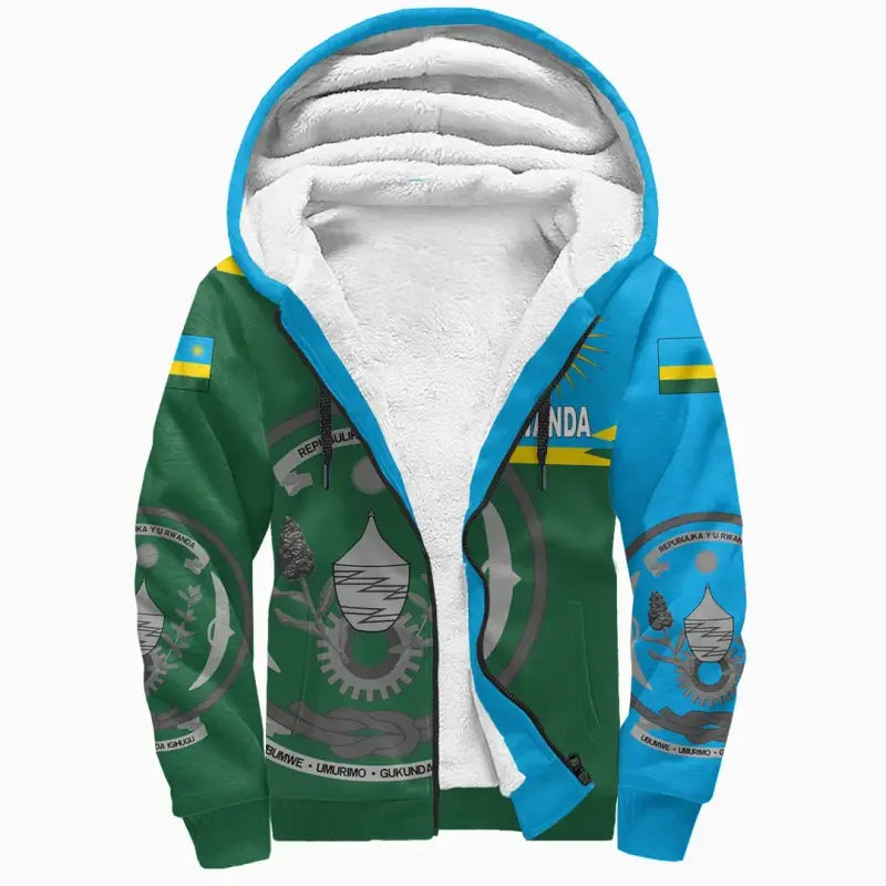 Rwanda Sherpa Hoodie Coat Of Arms New Style RLT12 - Wonder Print Shop