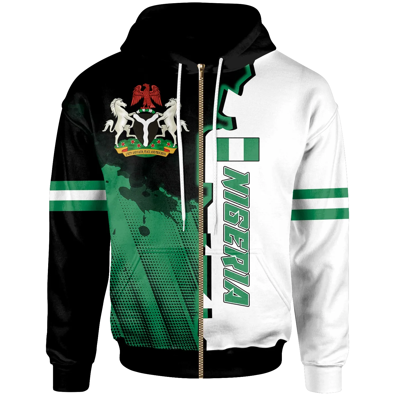 Nigeria Zip Up Hoodie Independence Day RLT8 - Wonder Print Shop