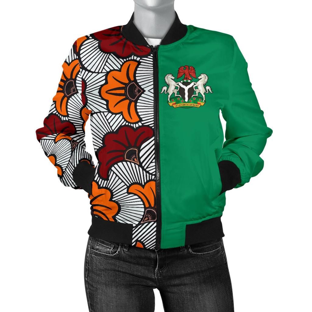 Nigeria Womens Bomber Jacket Ankara Pattern RLT8 - Wonder Print Shop