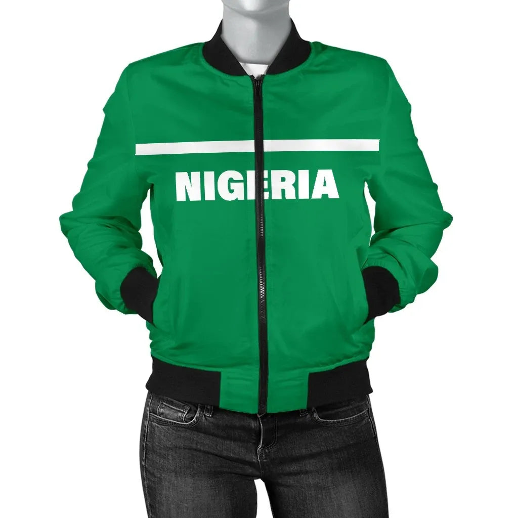 Nigeria Womens Bomber Jacket Horizontal Style RLT8 - Wonder Print Shop