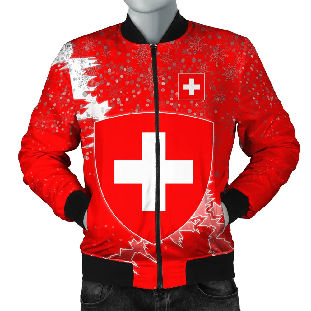 Switzerland Christmas Coat Of Arms Men Bomber Jacket X Style J78 RLT13 - Wonder Print Shop