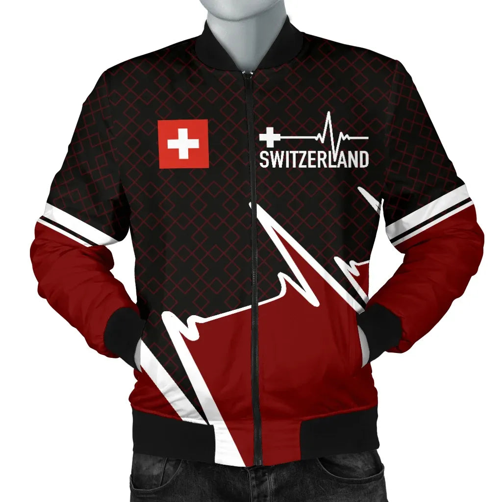 Switzerland Men's Bomber Jacket Switzerland In My Heartbeat RLT13 - Wonder Print Shop