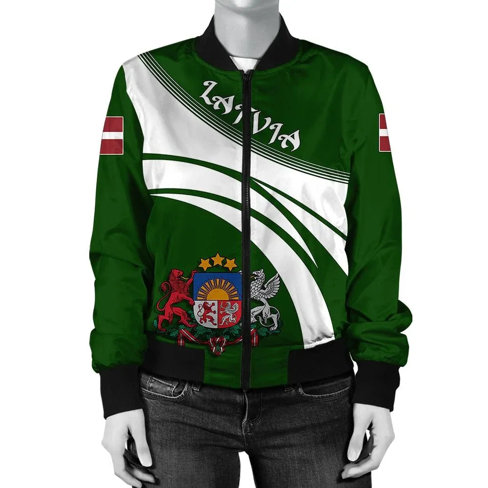 Latvia Coat Of Arms Women Bomber Jacket Sticket RLT6 - Wonder Print Shop