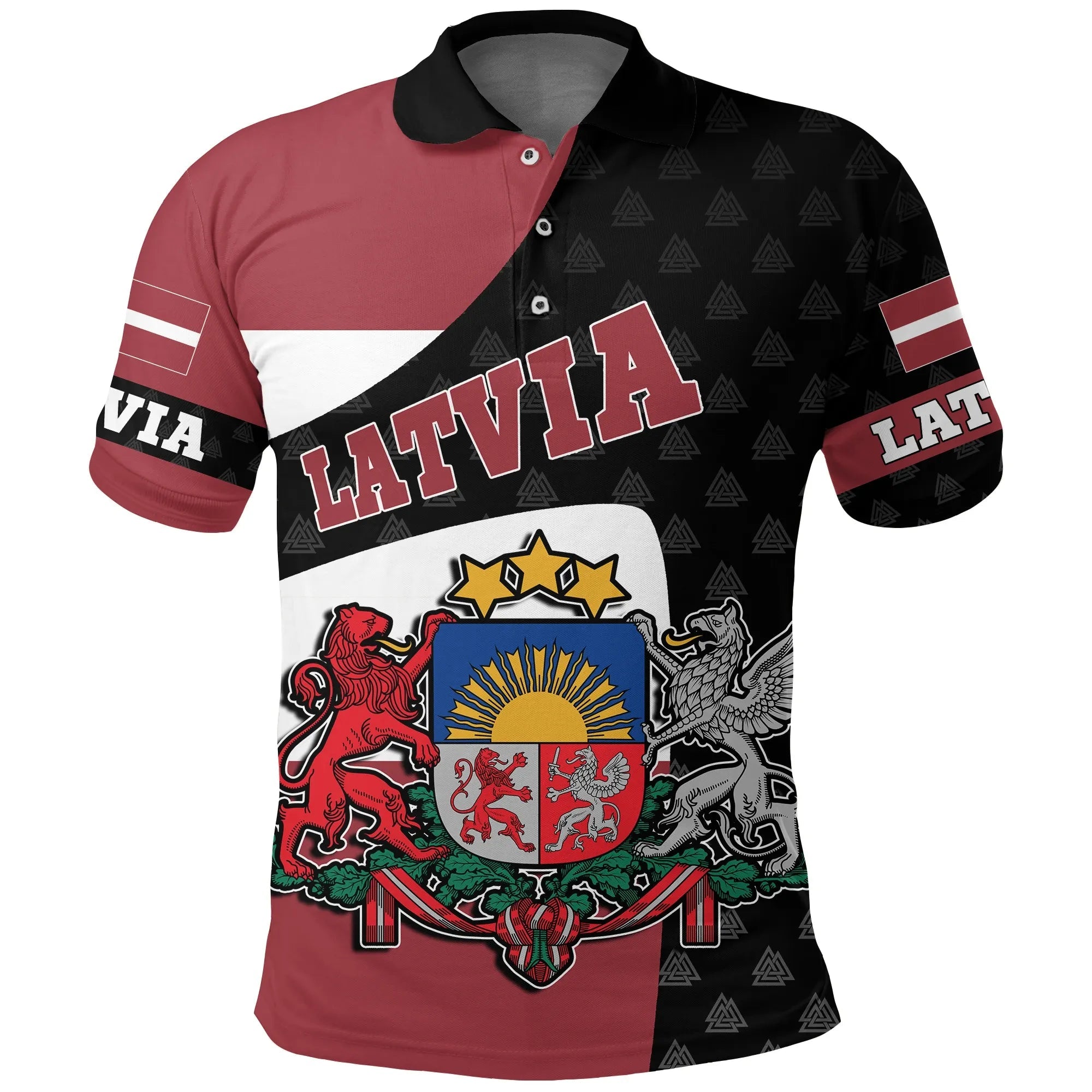 Latvia Polo Shirt Flag and Valknut Symbols RLT6 - Wonder Print Shop