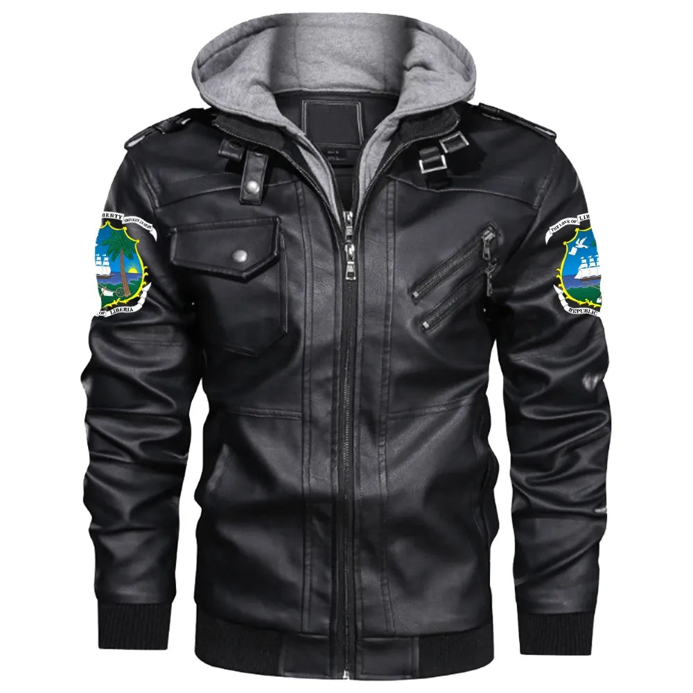 Liberia Zipper Leather Jacket RLT6 - Wonder Print Shop