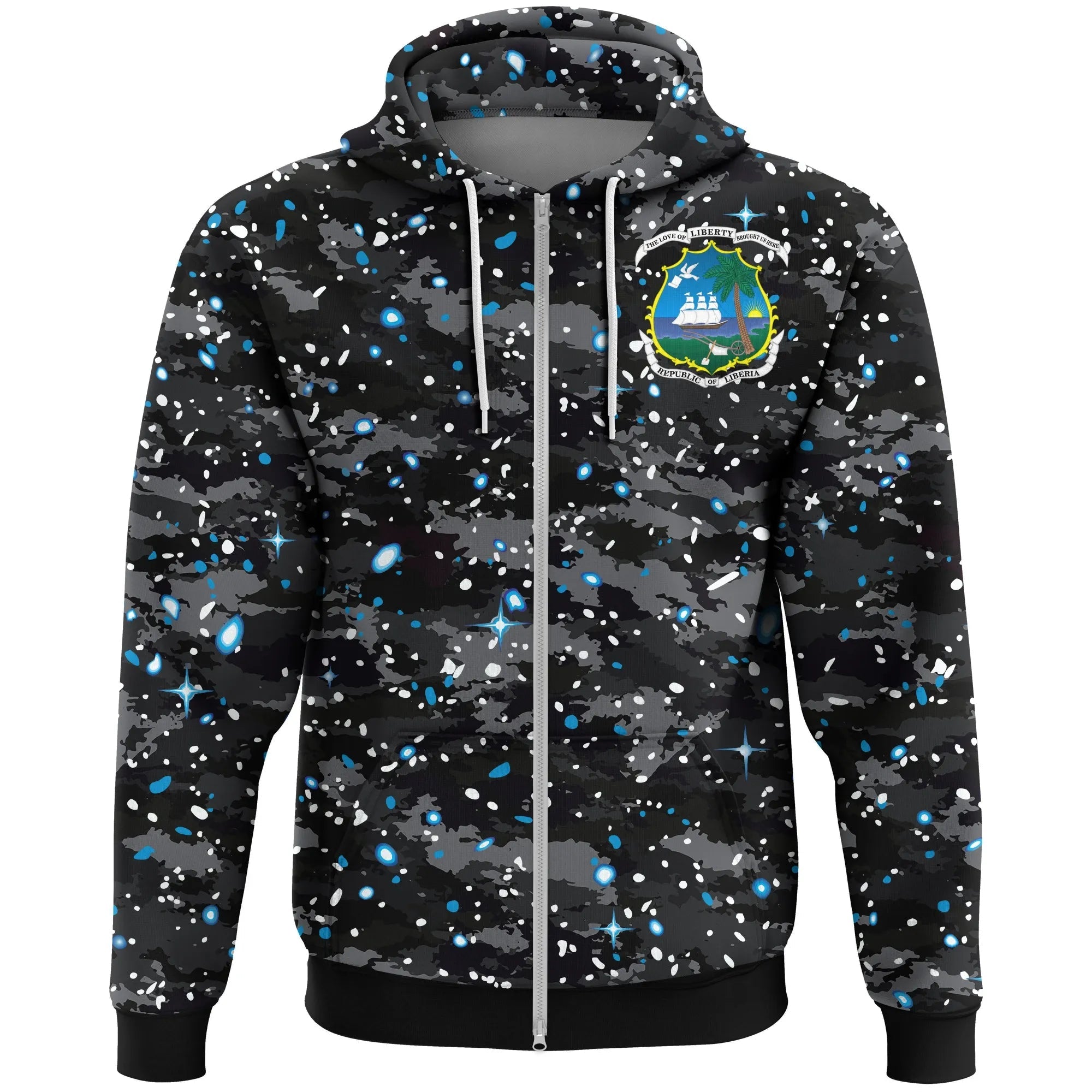 Liberia Hoodie Space Camo (Zip) RLT6 - Wonder Print Shop