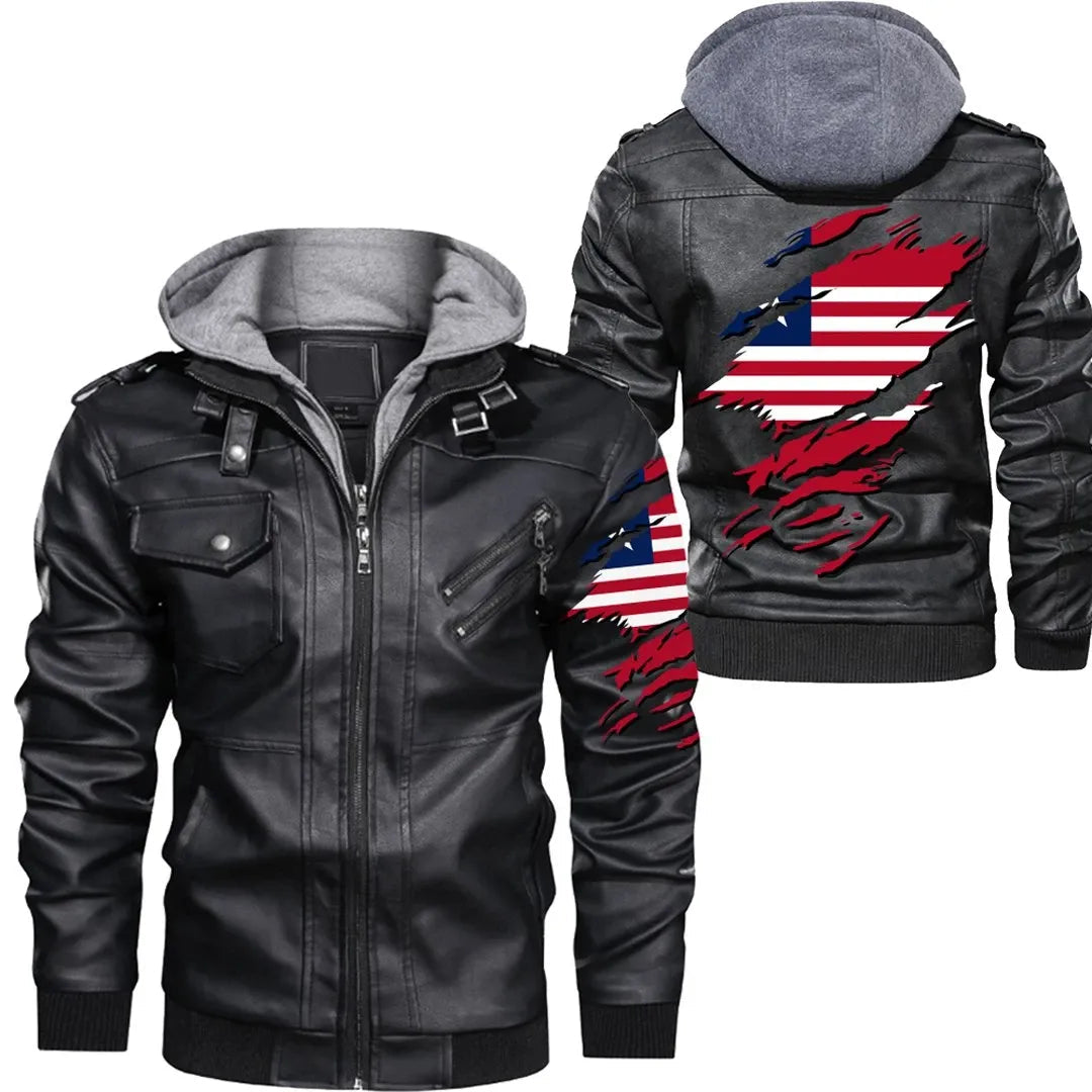 Liberia in Me Zipper Leather Jacket RLT6 - Wonder Print Shop