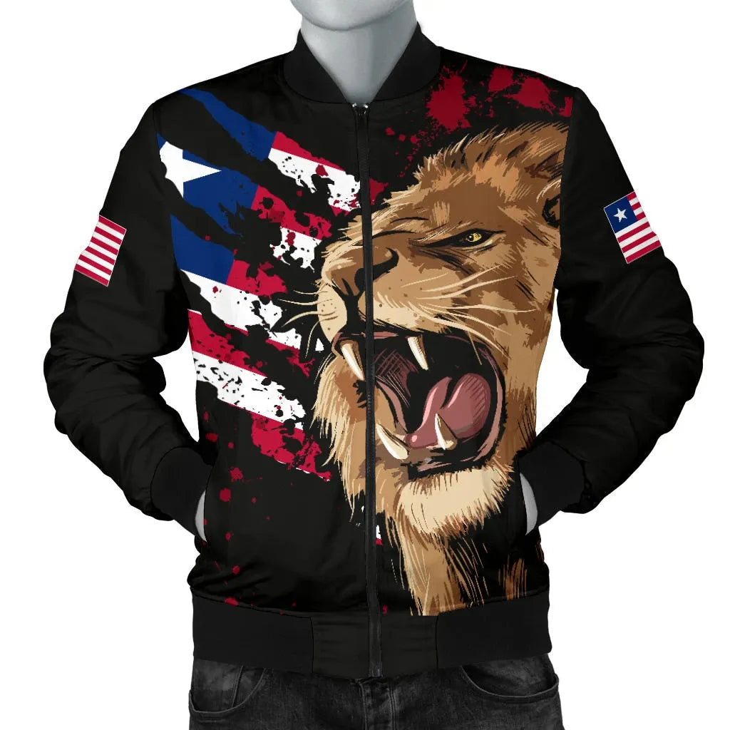 Liberia Bomber Jacket, Liberia Rasta Lion Flag Men RLT6 - Wonder Print Shop