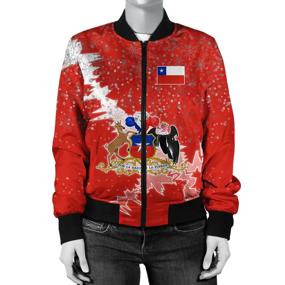 Chile Christmas Coat Of Arms Women Bomber Jacket X Style RLT7 - Wonder Print Shop