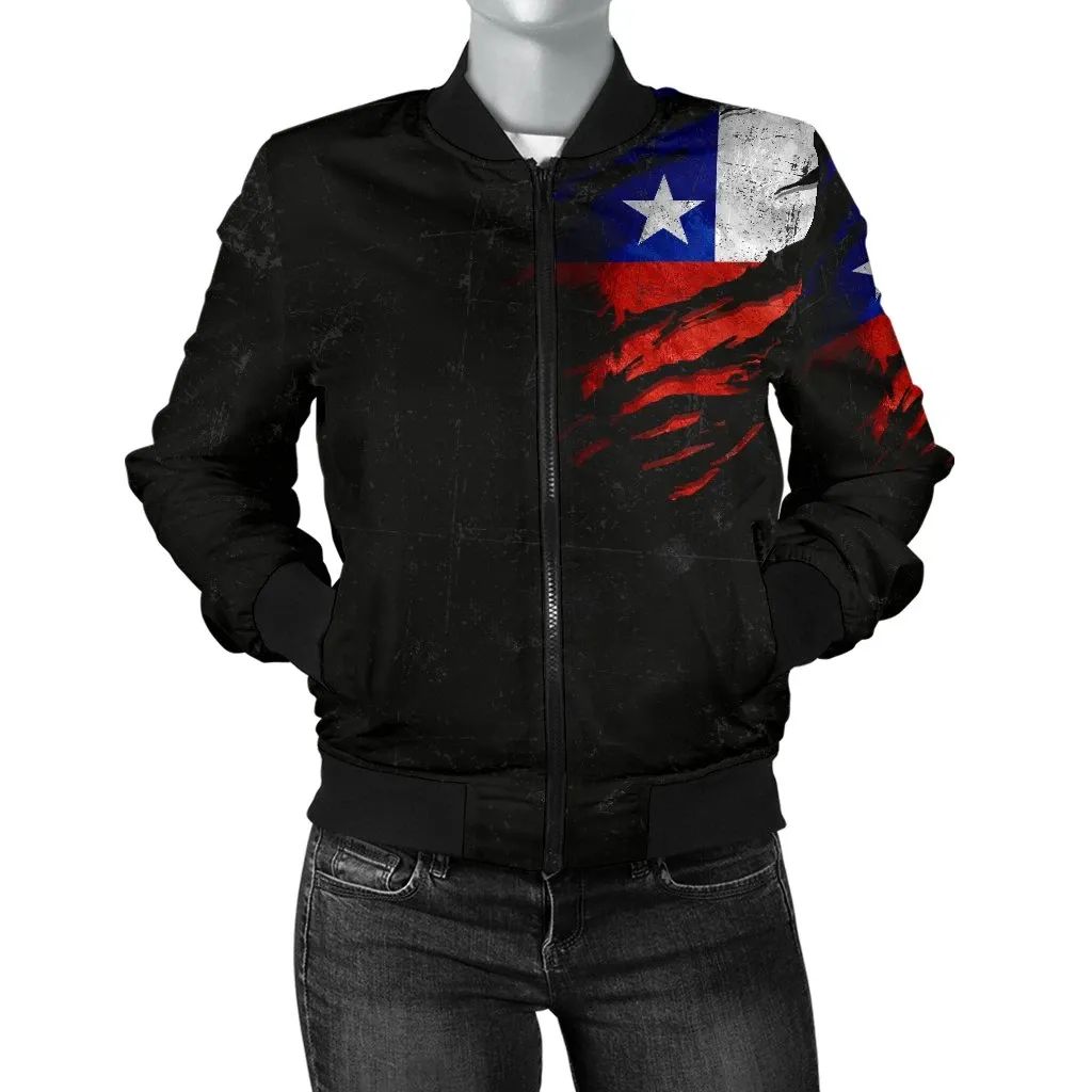 Chile in Me Women's Bomber Jacket - Special Grunge Style RLT7 - Wonder Print Shop