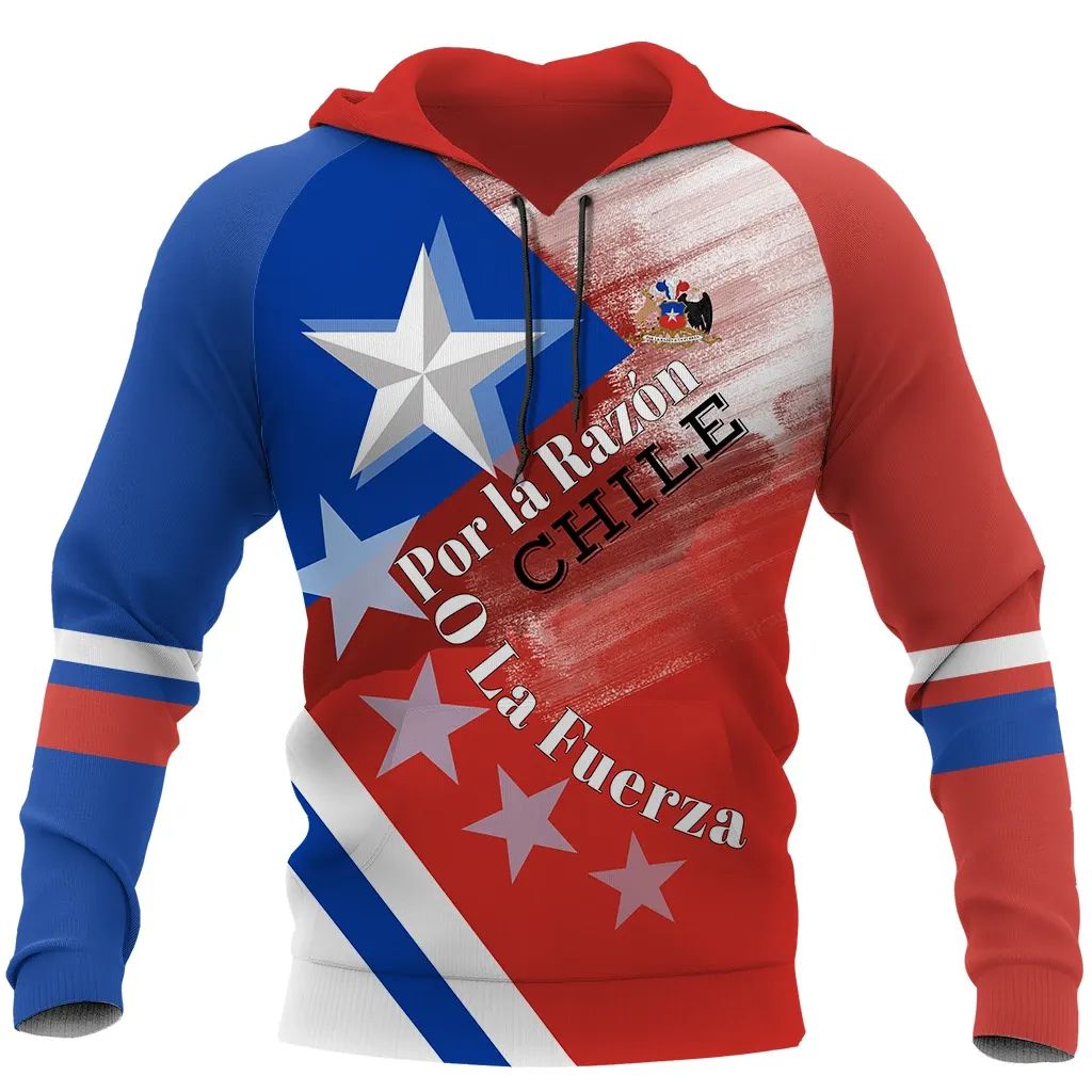 Chile Flag With Coat Of Arms Design Hoodie RLT7 - Wonder Print Shop