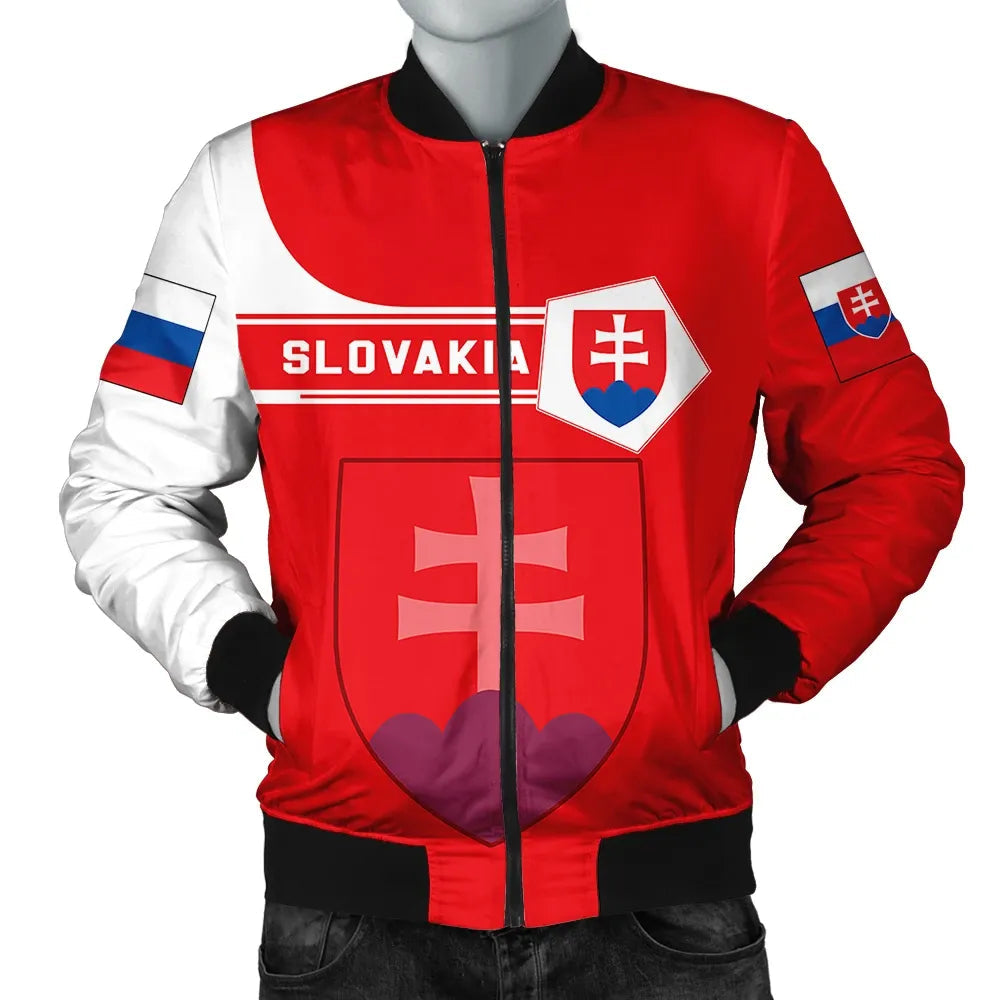 Slovakia Coat Of Arms Men Bomber Jacket Simple Style RLT13 - Wonder Print Shop