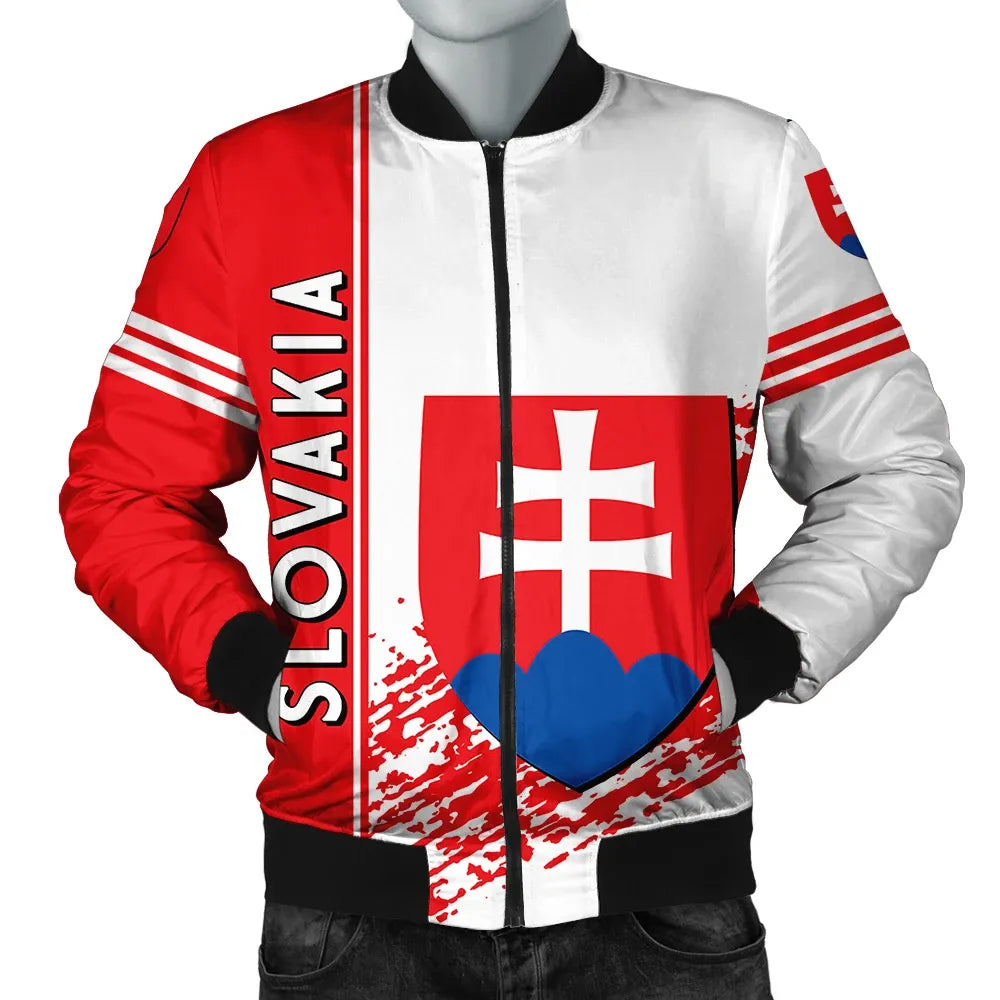 Slovakia Coat Of Arms Men Bomber Jacket Quarter Style RLT13 - Wonder Print Shop