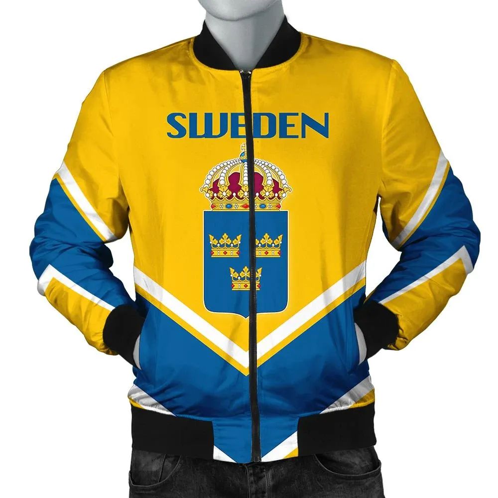 Sweden Coat Of Arms Men Bomber Jacket Lucian Style RLT7 - Wonder Print Shop