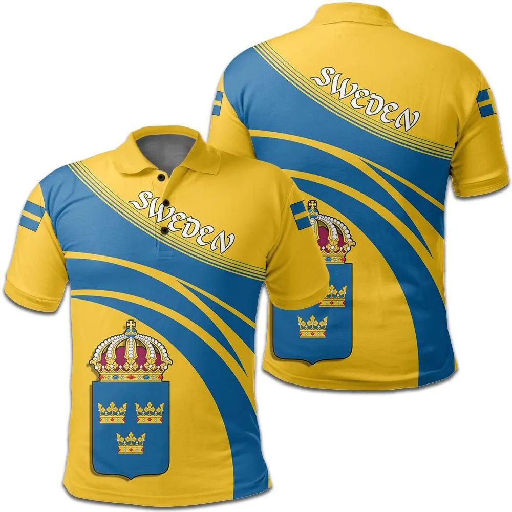 Sweden Polo Shirt Coat Of Arms Cricket Style RLT7 - Wonder Print Shop